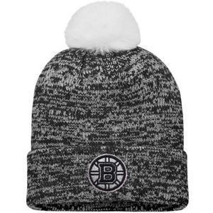 Boston Bruins Fanatics Ladies Iconic Glimmer Pom Winter Knit Hat Gray